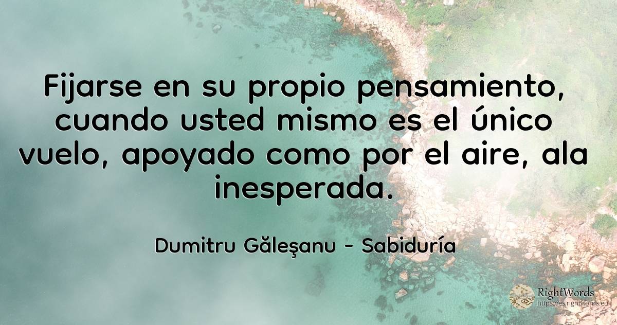 Fijarte en tu propio pensamiento - cuando tú mismo eres... - Dumitru Găleşanu, cita sobre sabiduría