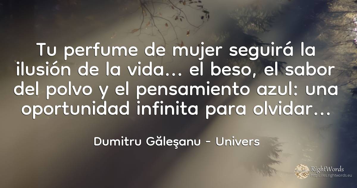 Tu perfume de mujer seguirá la ilusión de la vida... el... - Dumitru Găleşanu, cita sobre univers