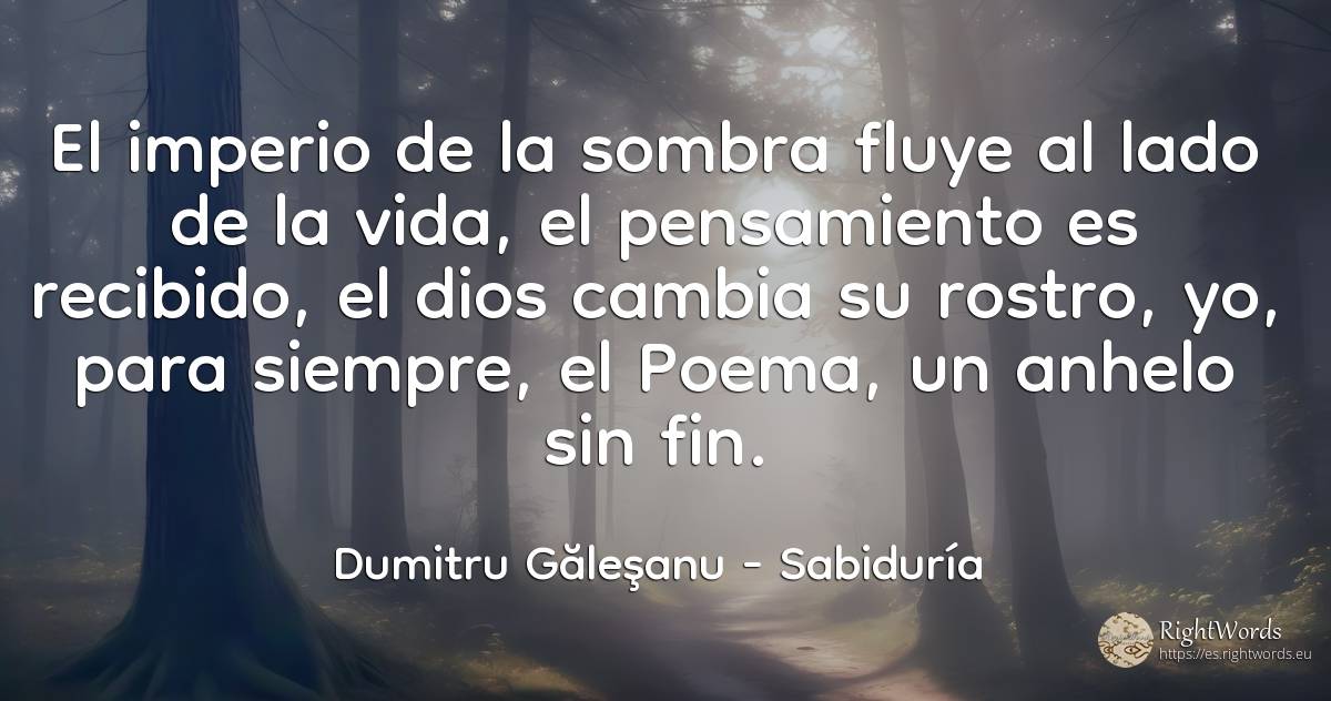 El imperio de la sombra fluye al lado de la vida, el... - Dumitru Găleşanu, cita sobre sabiduría