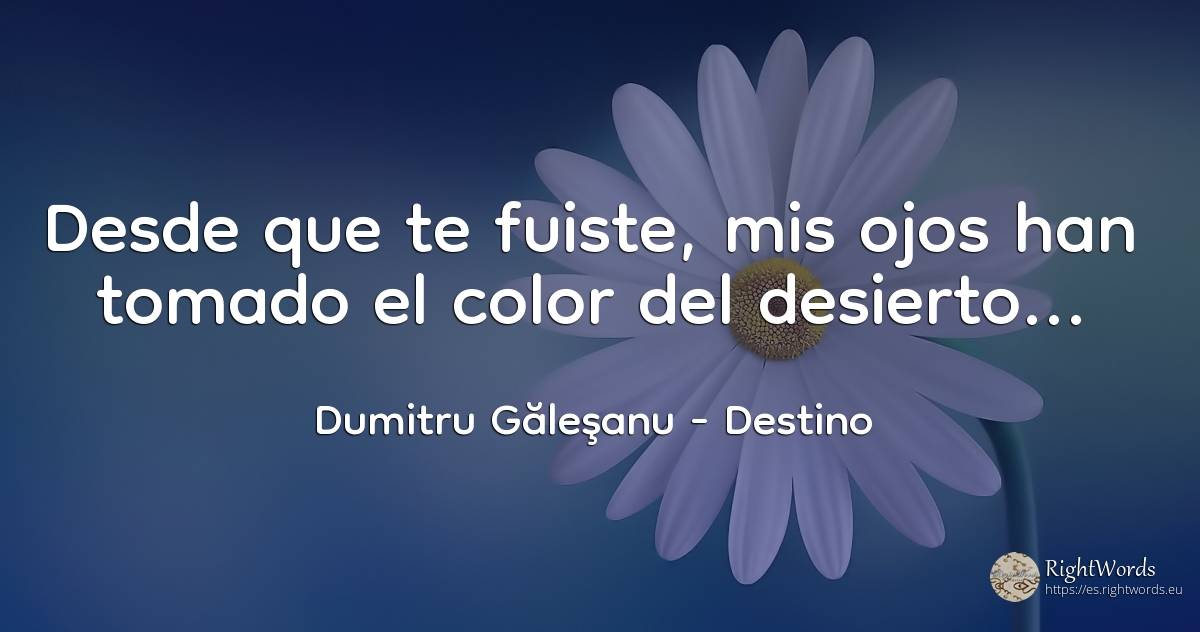 Desde que te fuiste, mis ojos han tomado el color del... - Dumitru Găleşanu, cita sobre destino