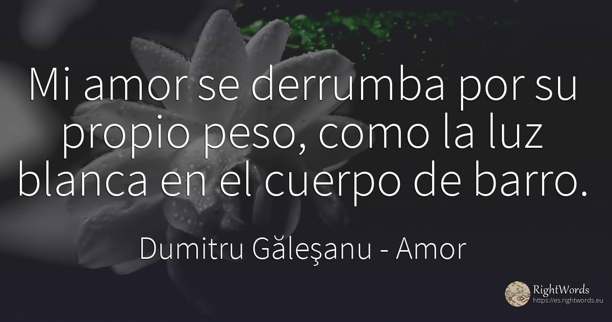 Mi amor se derrumba por su propio peso, como la luz... - Dumitru Găleşanu, cita sobre amor