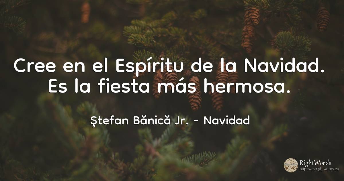 Cree en el Espíritu de la Navidad. Es la fiesta más hermosa. - Ştefan Bănică Jr., cita sobre navidad