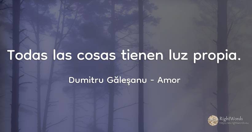 Todas las cosas tienen una luz propia. - Dumitru Găleşanu, cita sobre amor