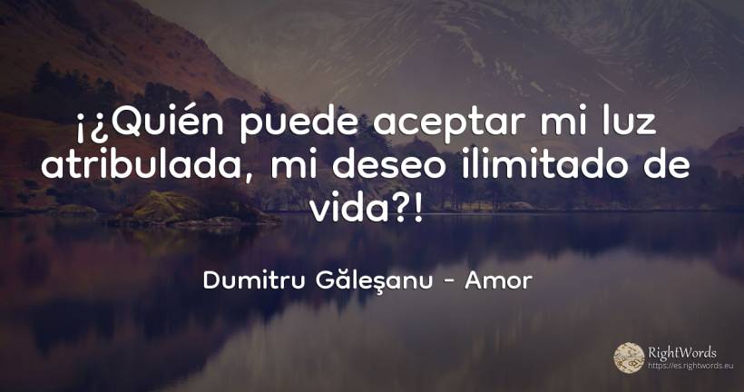 ¡¿Quién puede aceptar mi luz atribulada, mi deseo... - Dumitru Găleşanu, cita sobre amor