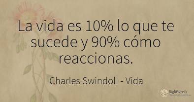 La vida es 10% lo que te sucede y 90% cómo reaccionas.