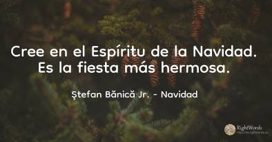 Cree en el Espíritu de la Navidad. Es la fiesta más hermosa.